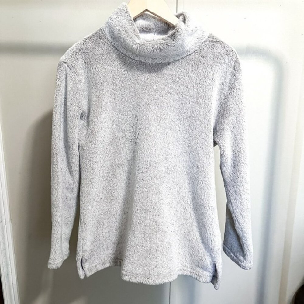 Rafaella Light Gray Fuzzy Cowlneck Pullover Sweatshirt size small